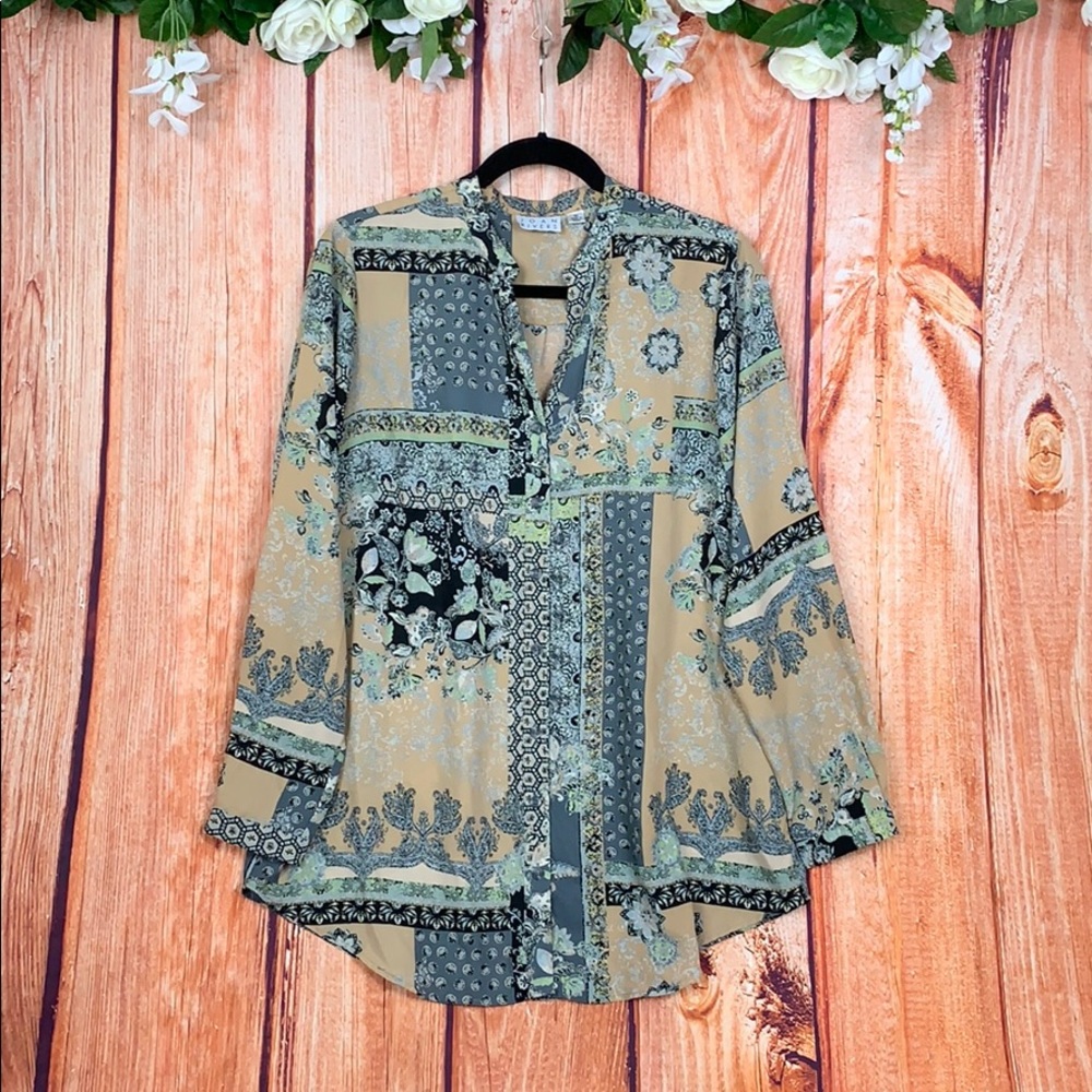 Joan Rivers Boho Button Up Floral Blouse 1386CH4